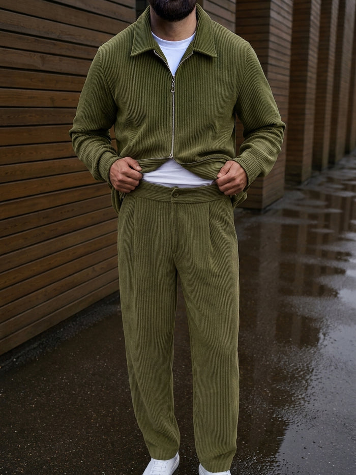 Bolzano Double-Zip Tracksuit - Khaki fabric