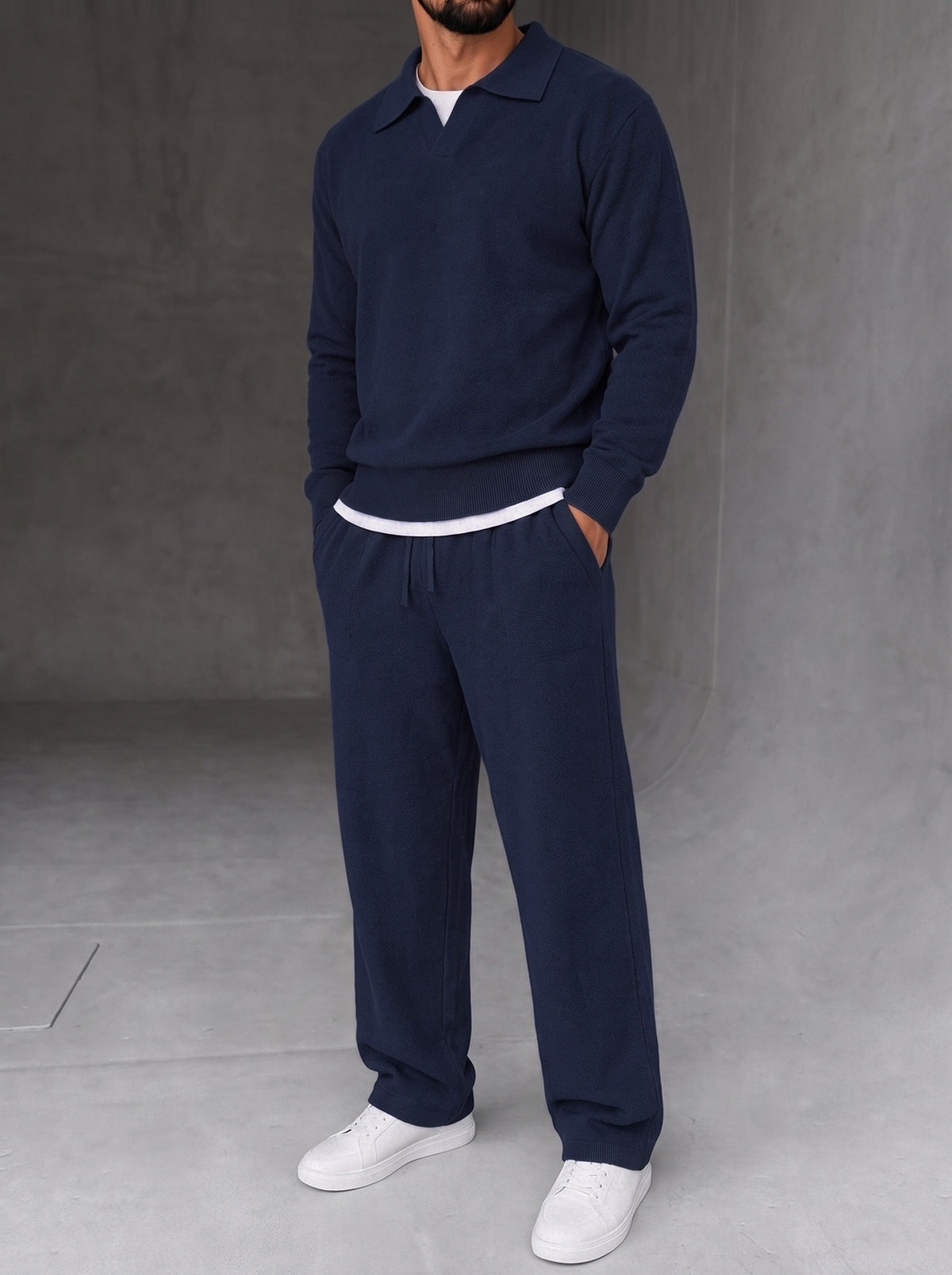 Parma Knit Polo Set - Navy