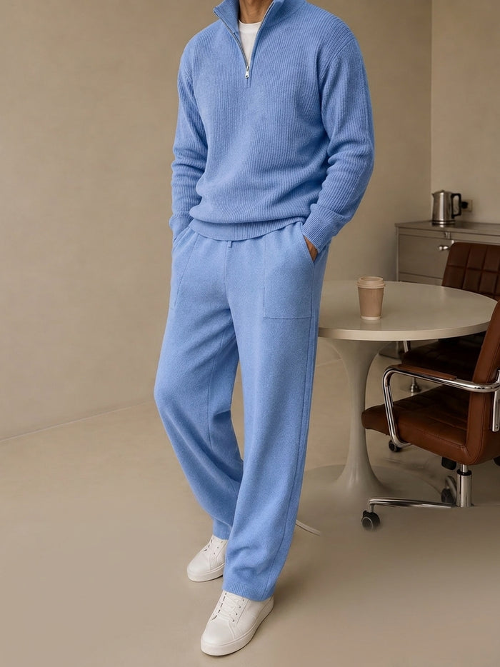 Ravenna Knit Polo Set - Light Blue