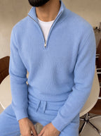 Ravenna Knit Polo Set - Light Blue
