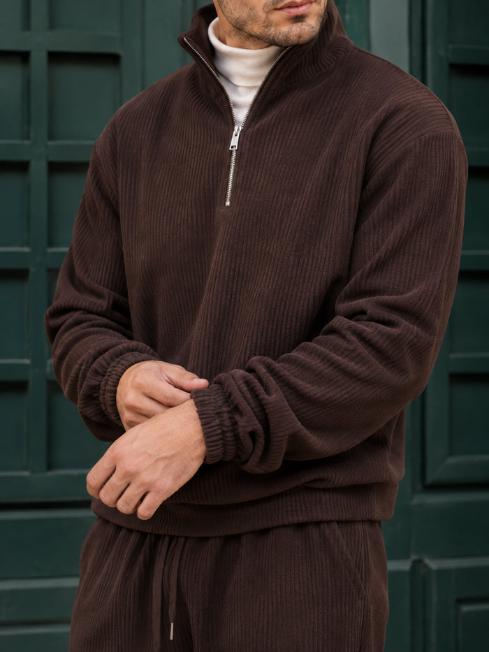 Garda Half-Zip Tracksuit - Chocolate fabric