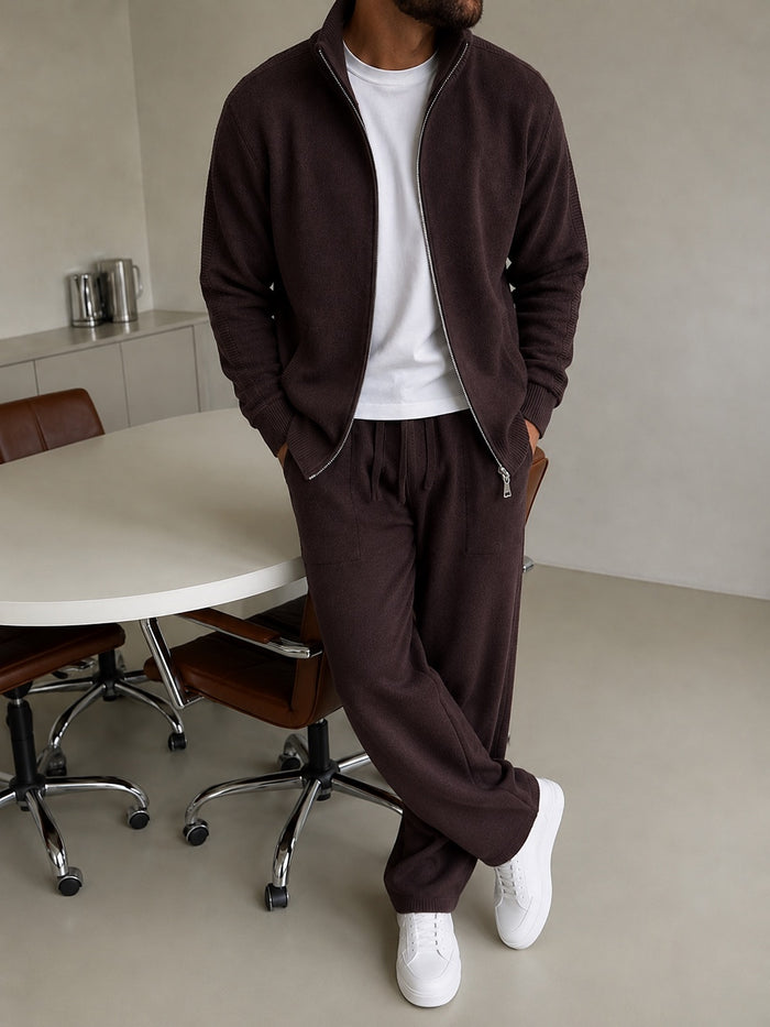 Bergamo Knit Tracksuit - Chocolate fabric