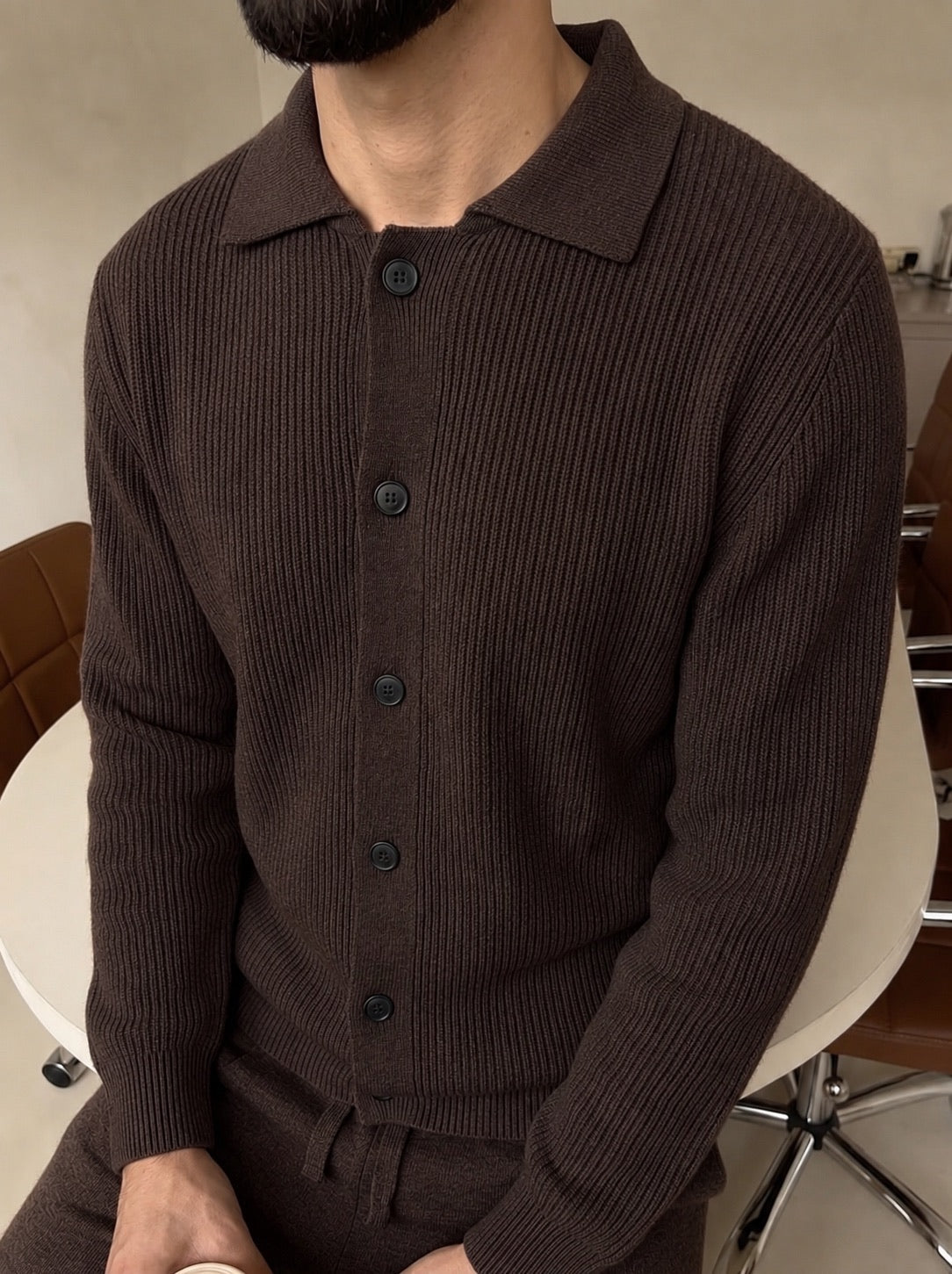 Mantova Button Knit Set - Chocolate