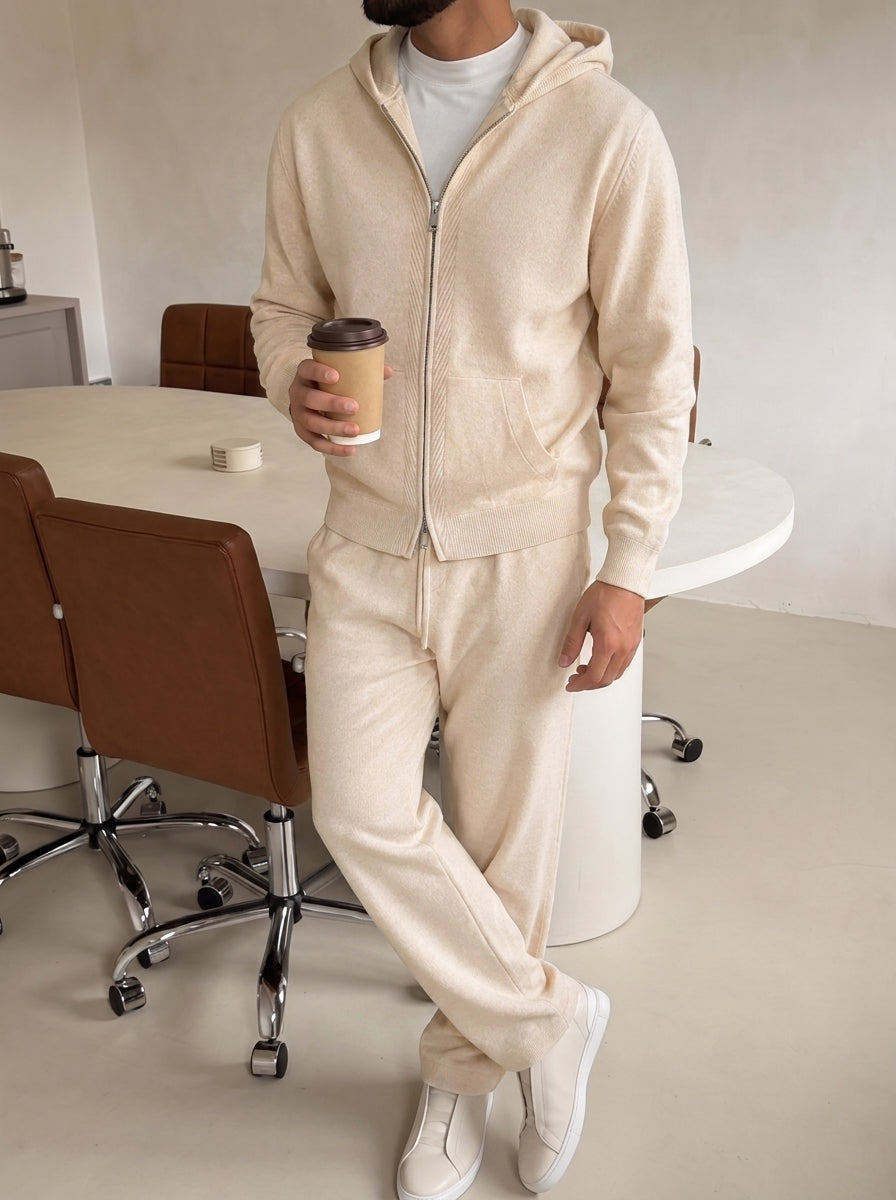 Cremona Hooded Knit Tracksuit - Ivory