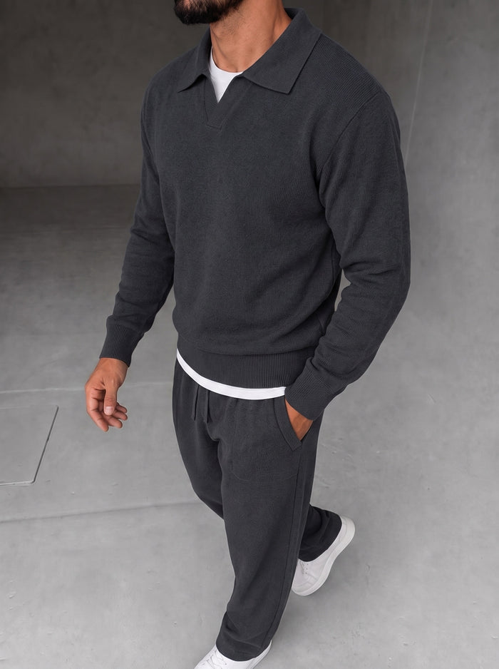 Parma Knit Polo Set - Graphite fabric