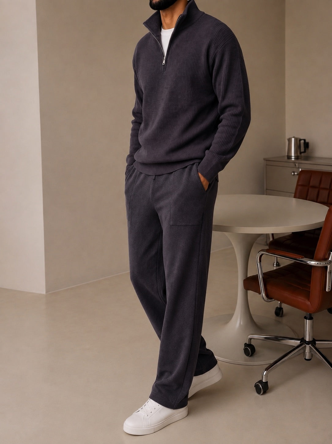 Ravenna Knit Polo Set - Graphite