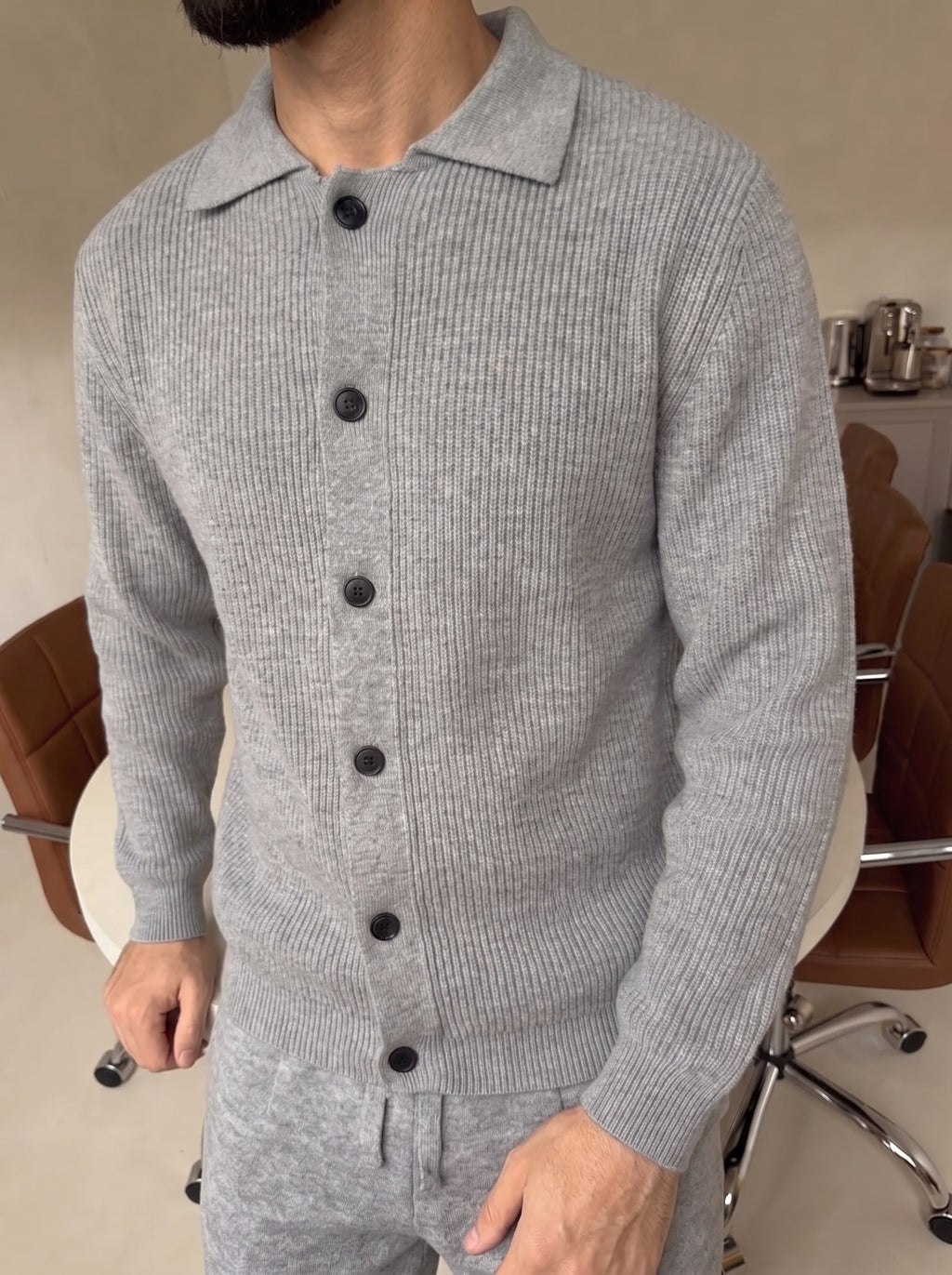 Mantova Button Knit Set - Gray