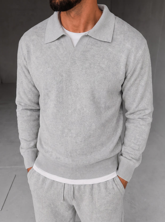 Parma Knit Polo Set - Gray fabric