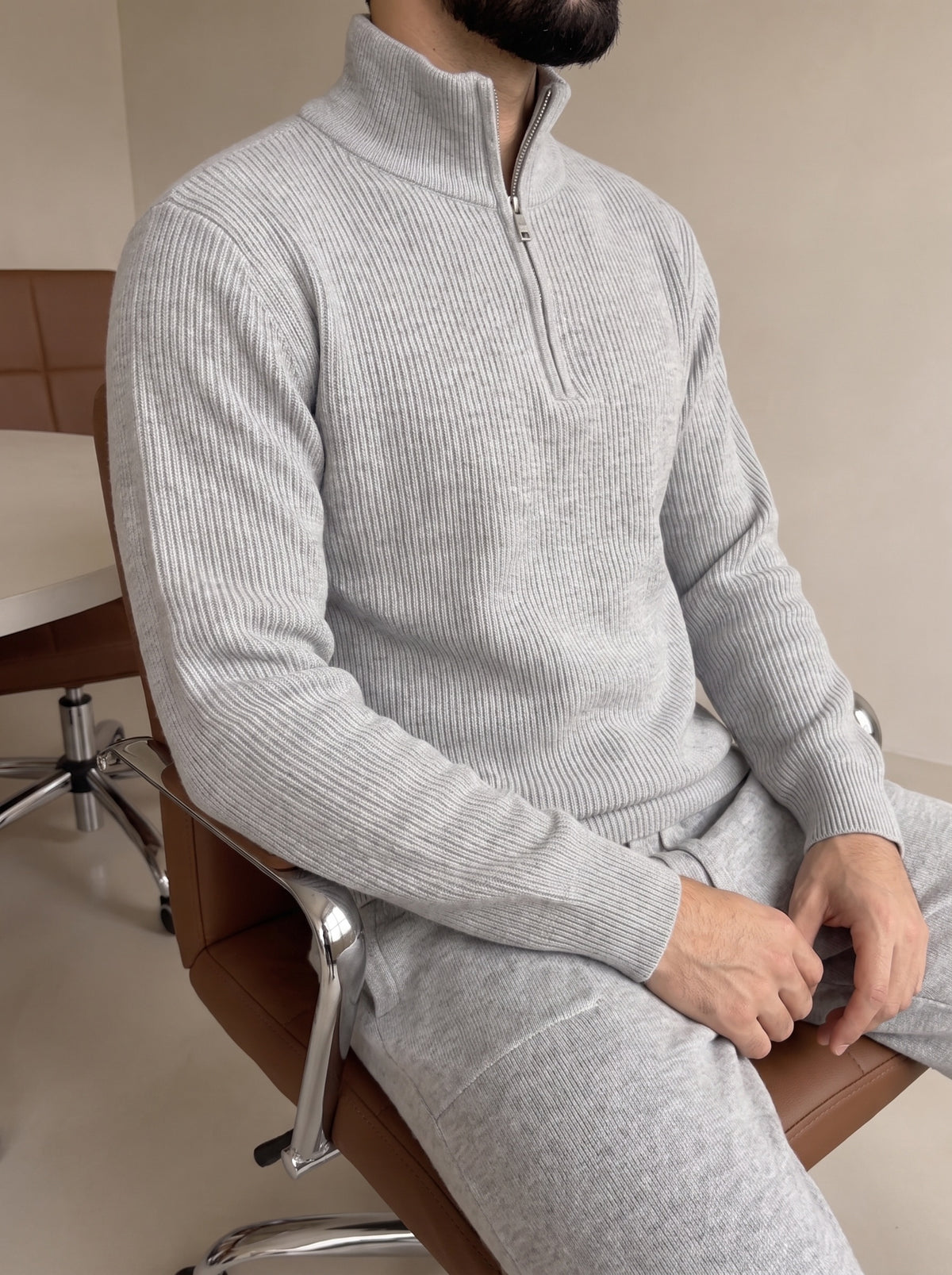 Ravenna Knit Polo Set - Gray