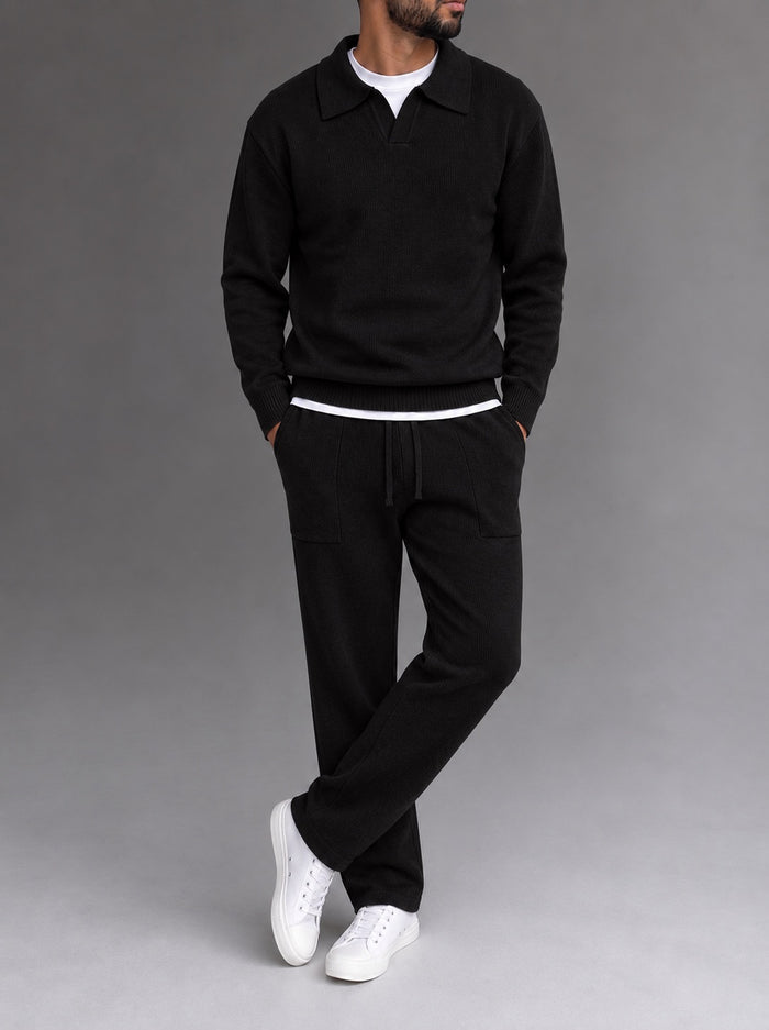 Parma Knit Polo Set - Black