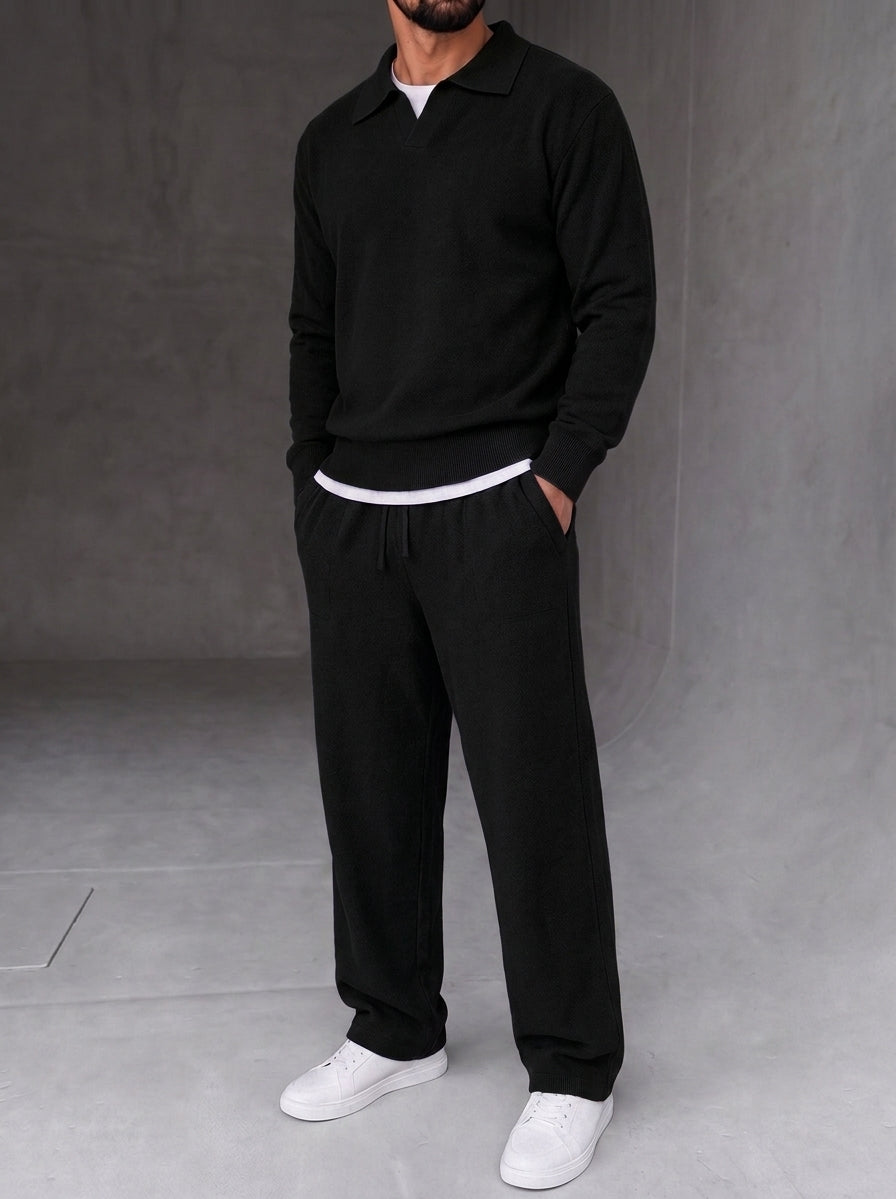Parma Knit Polo Set - Black