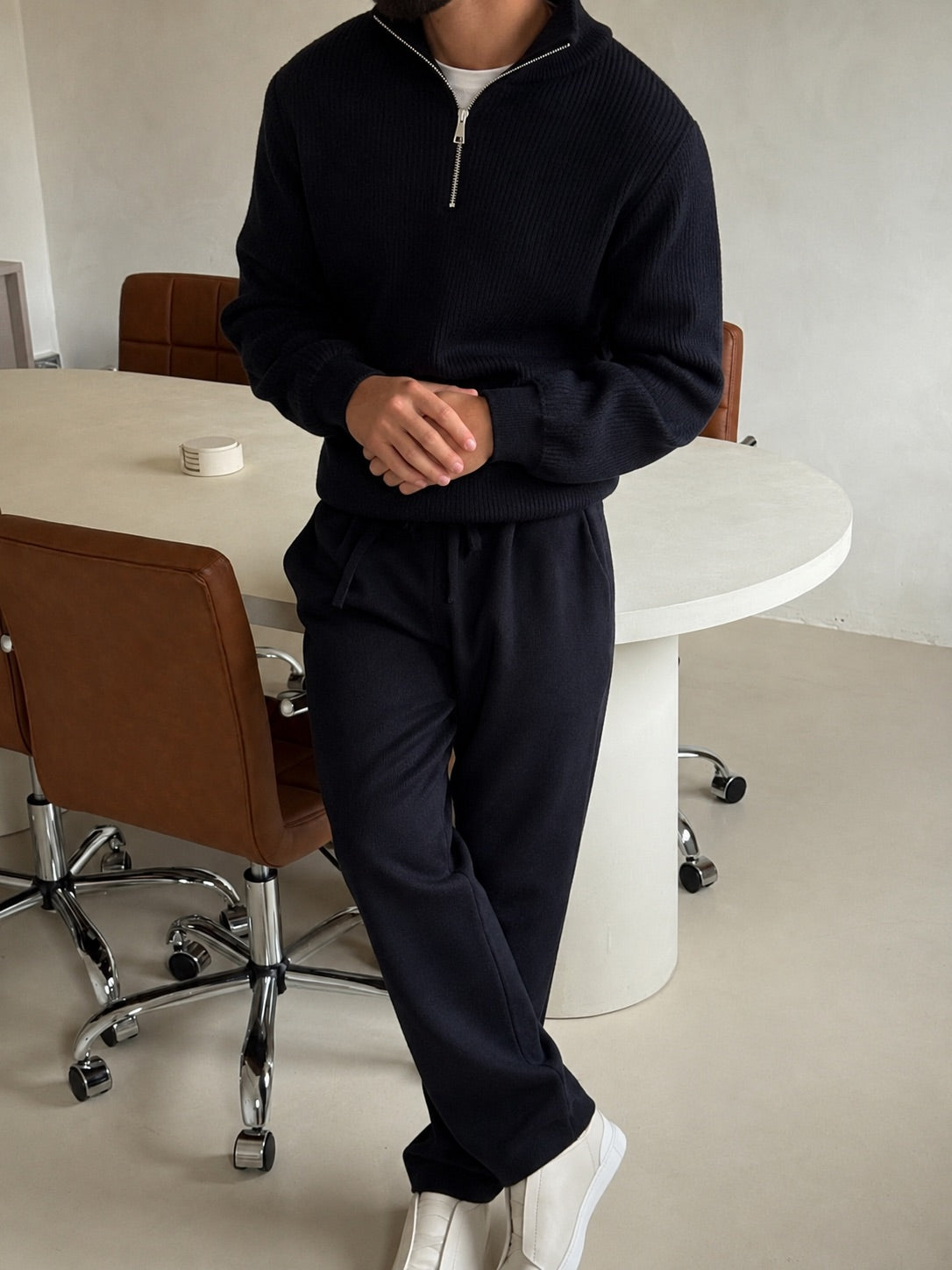 Ravenna Knit Polo Set - Black
