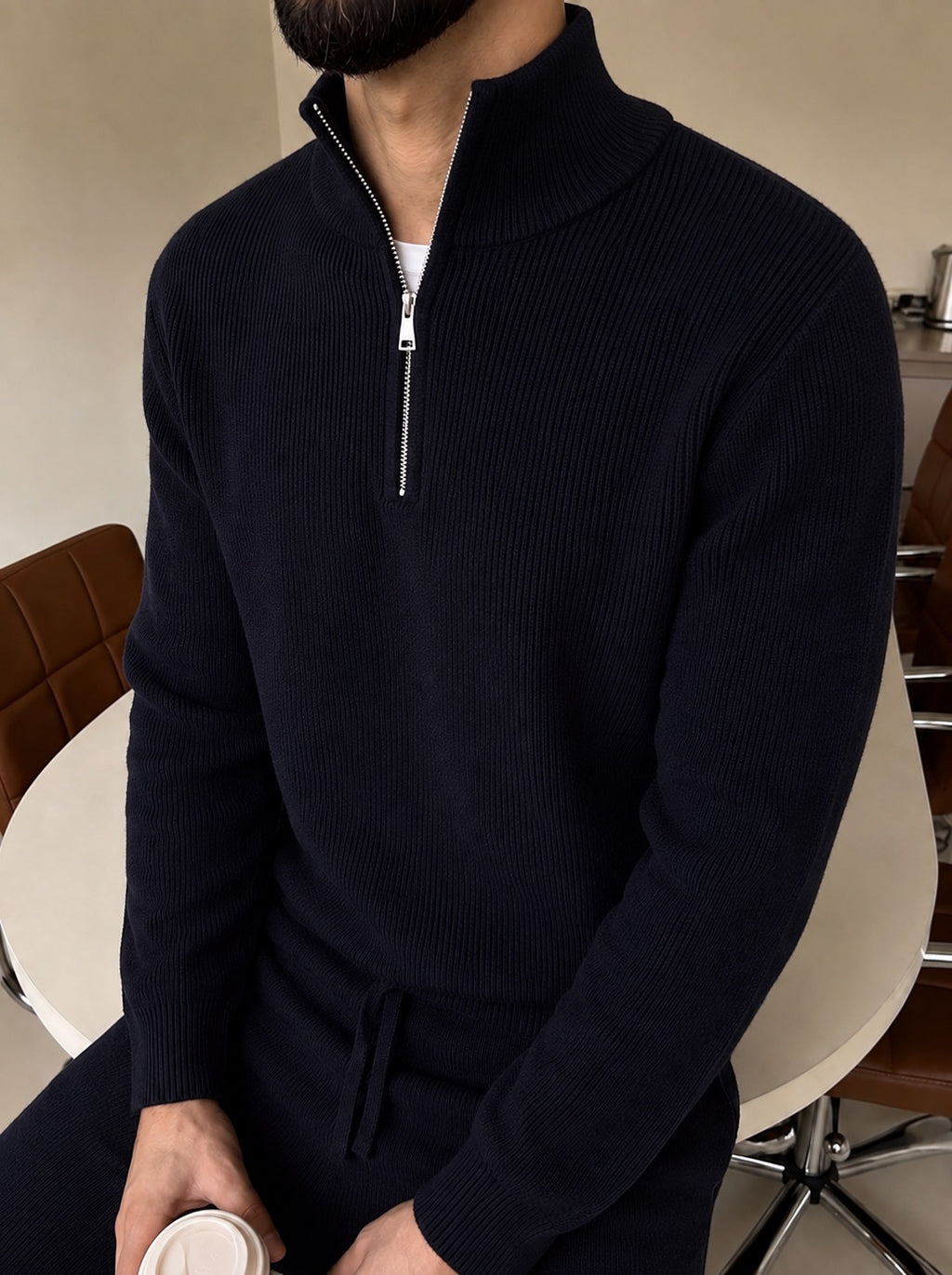 Ravenna Knit Polo Set - Black