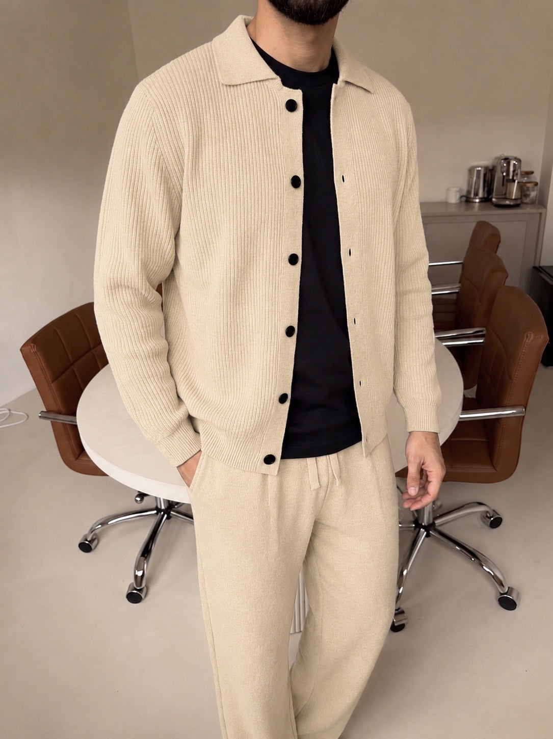 Mantova Button Knit Set - Beige