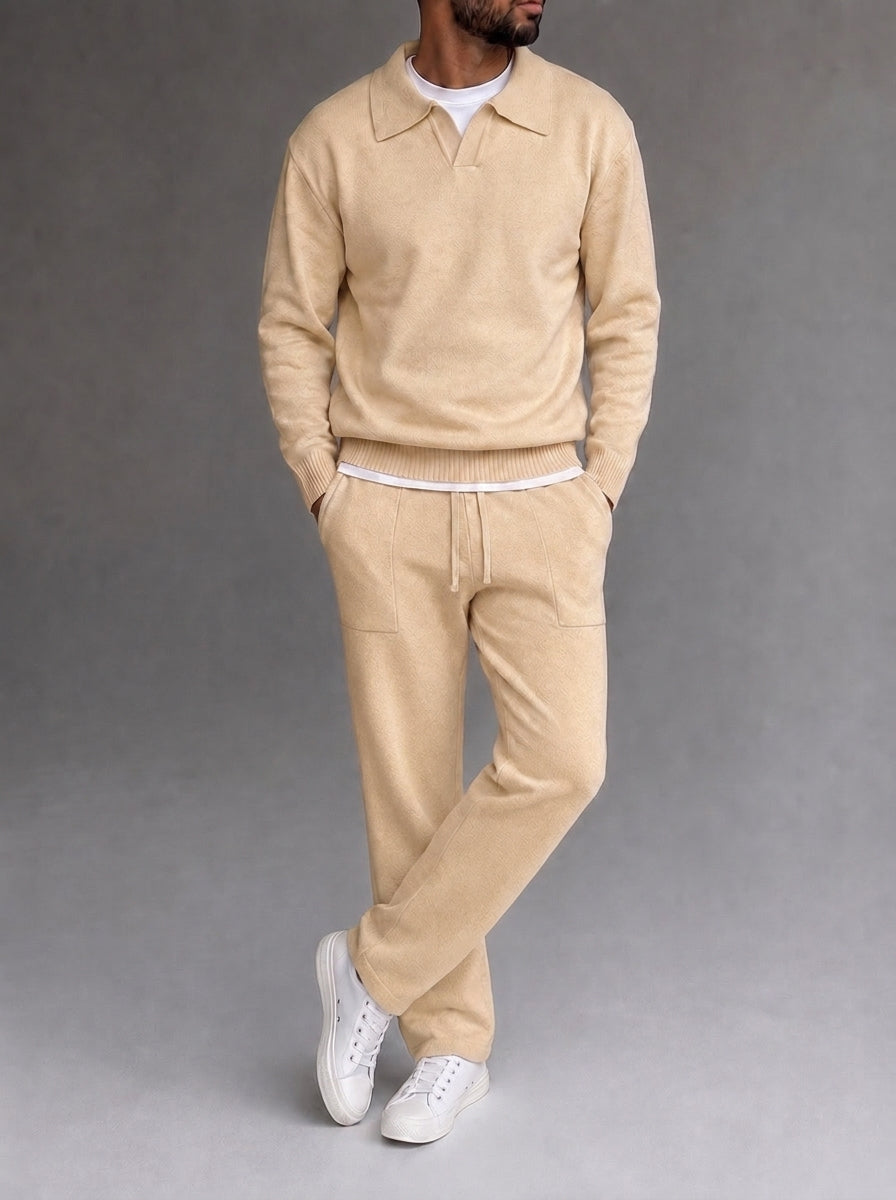 Parma Knit Polo Set - Beige