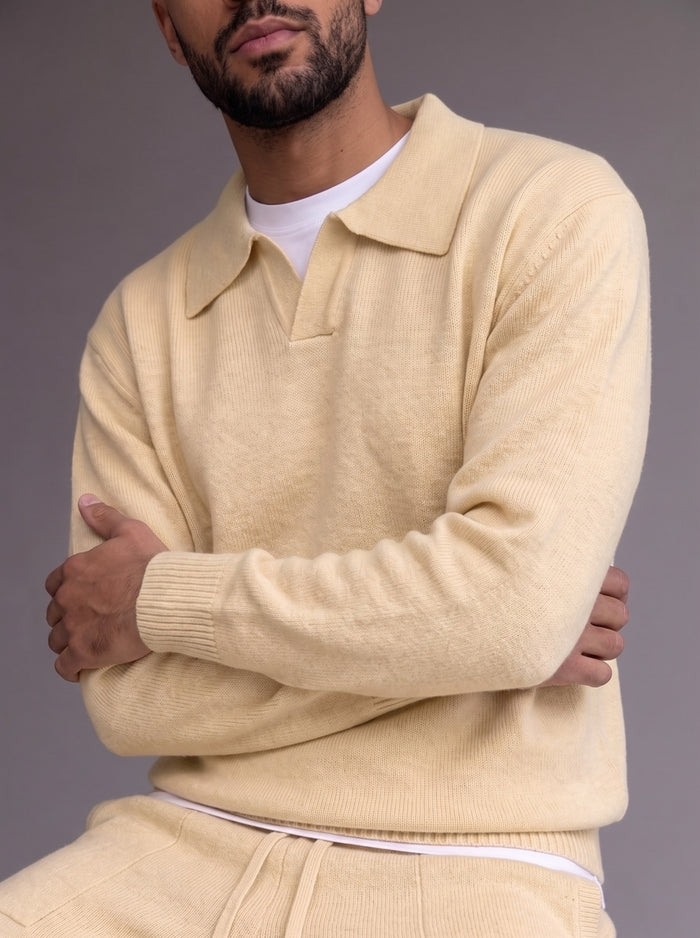 Parma Knit Polo Set - Beige
