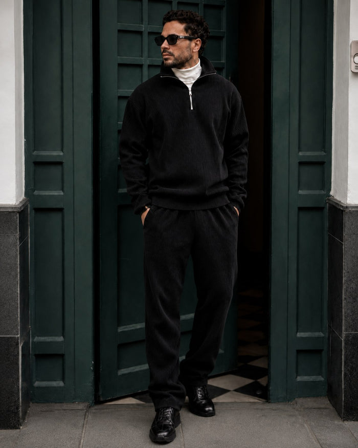 Garda Half-Zip Tracksuit - Black fabric