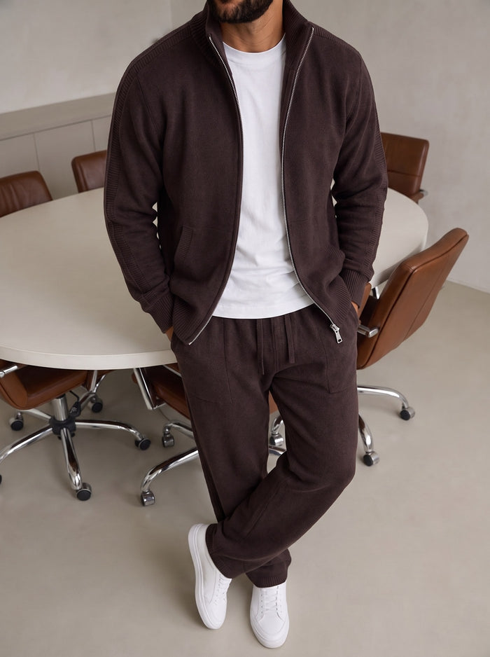 Bergamo Knit Tracksuit - Chocolate fit