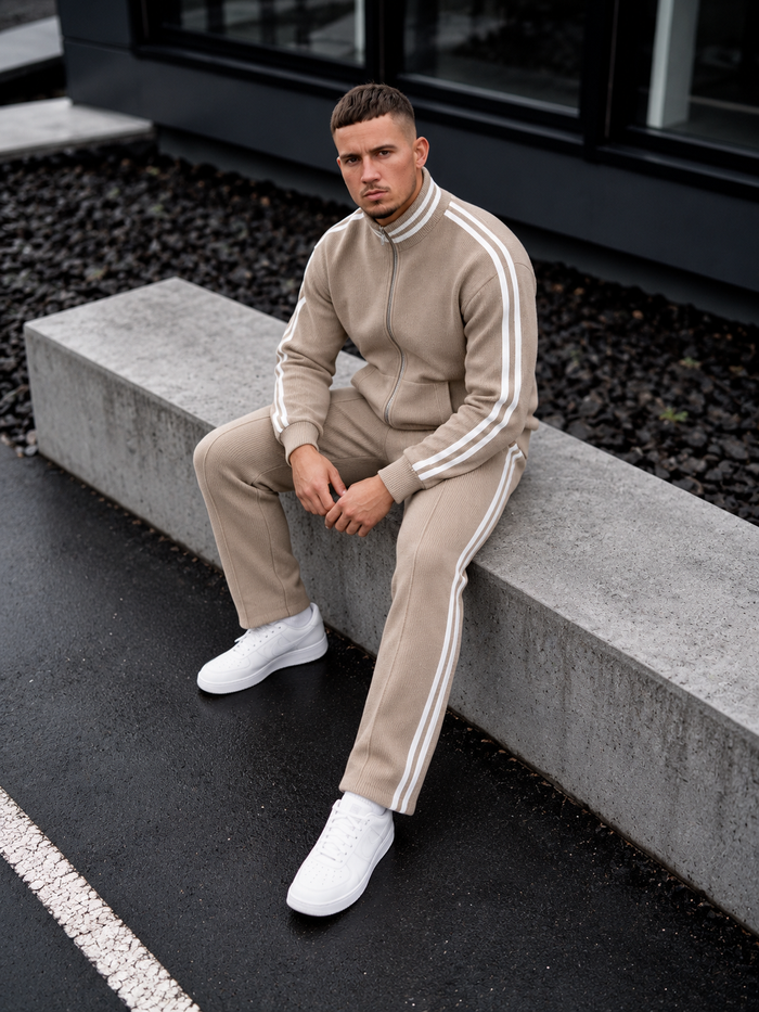 Asti Knit Tracksuit with Side Stripes fabric
