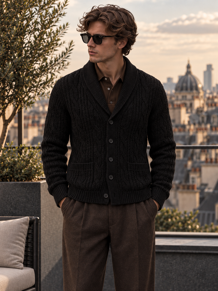 Desenzano Shawl Collar Cardigan fit