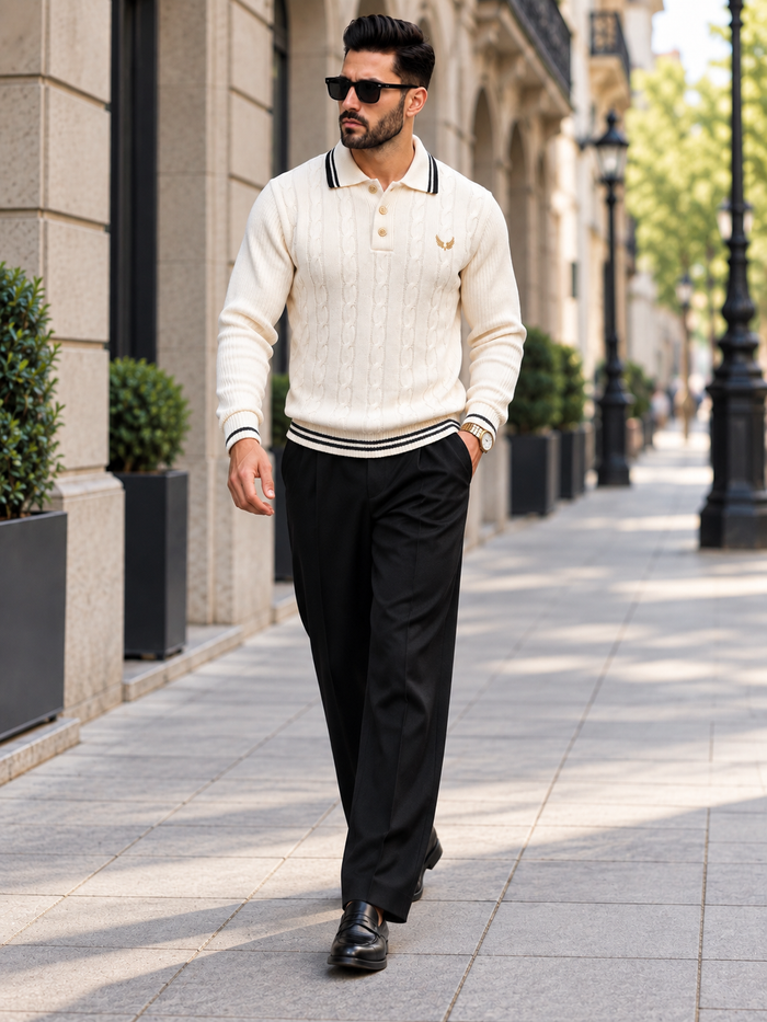 Carrara Tipped Polo Sweater