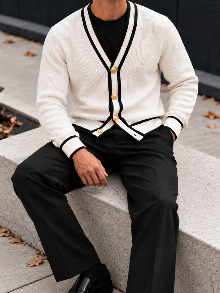 Ortona Tipped V-Neck Cardigan