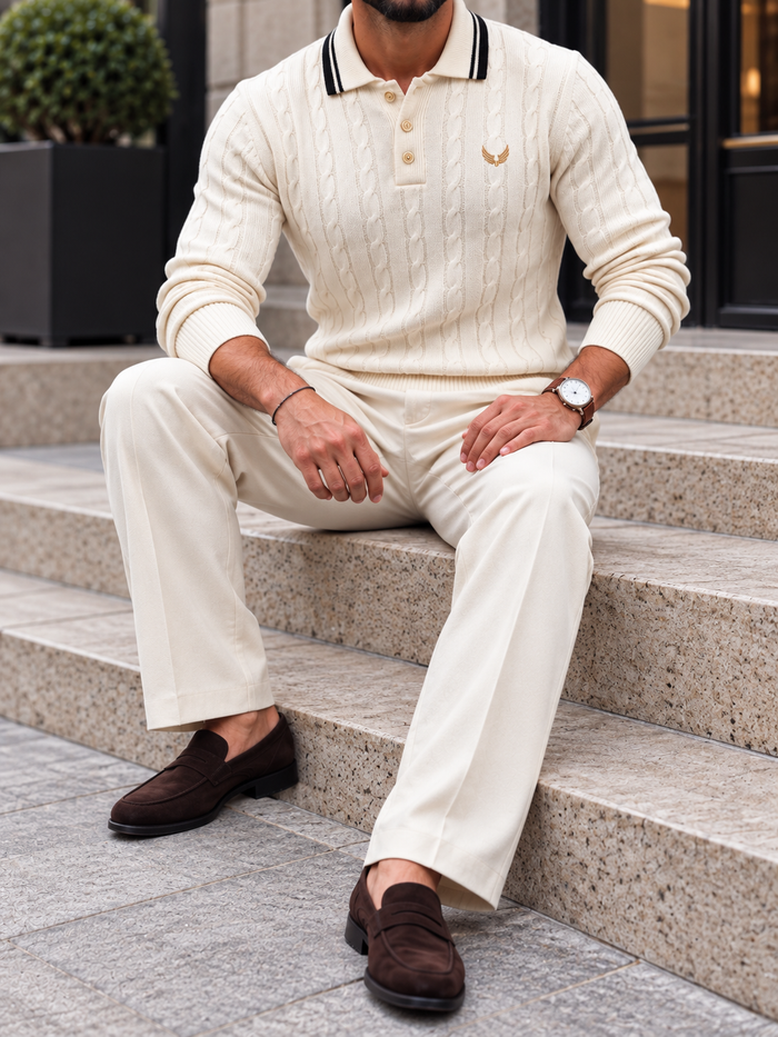 Carrara Tipped Polo Sweater fabric