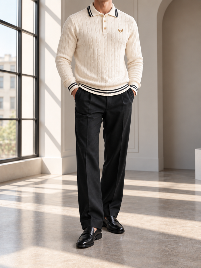 Carrara Tipped Polo Sweater detail