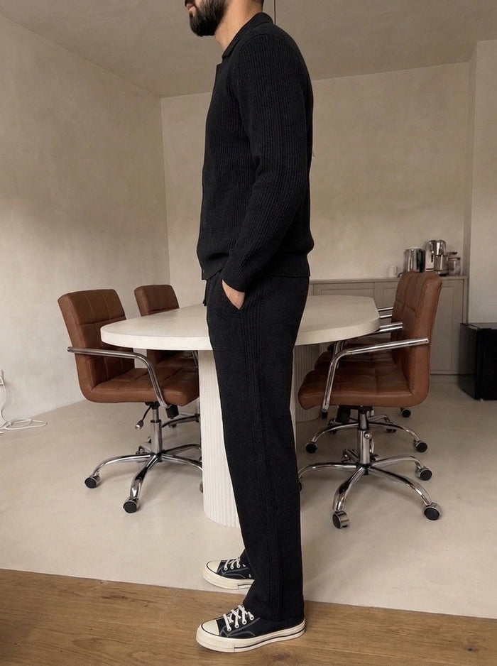 Mantova Button Knit Set - Black detail
