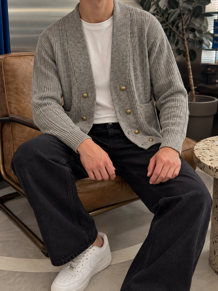 Legnano Double-Breasted Shawl Cardigan fit
